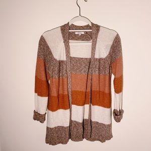 Tie back color block cardigan
